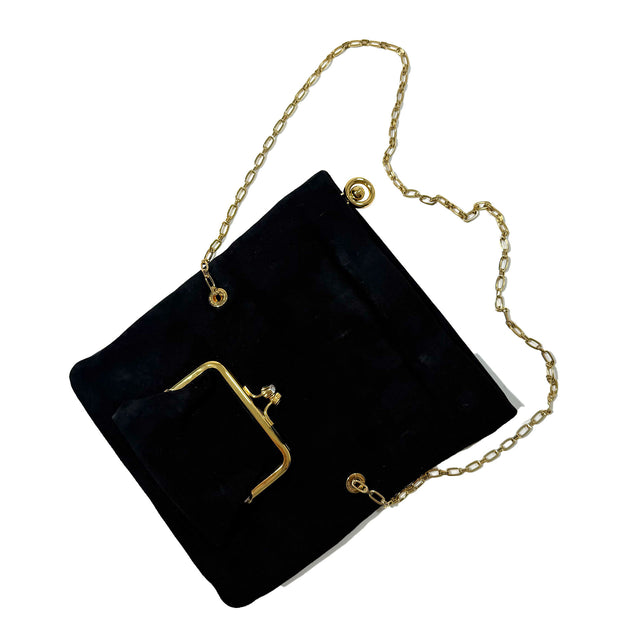 Bienen Davis Fold Over Clutch - Black Suede and Crystal Zebra