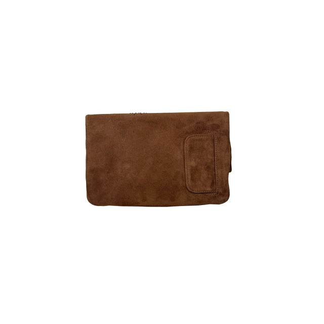 Bienen Davis Fold Over Clutch - Brown Suede Giraffe