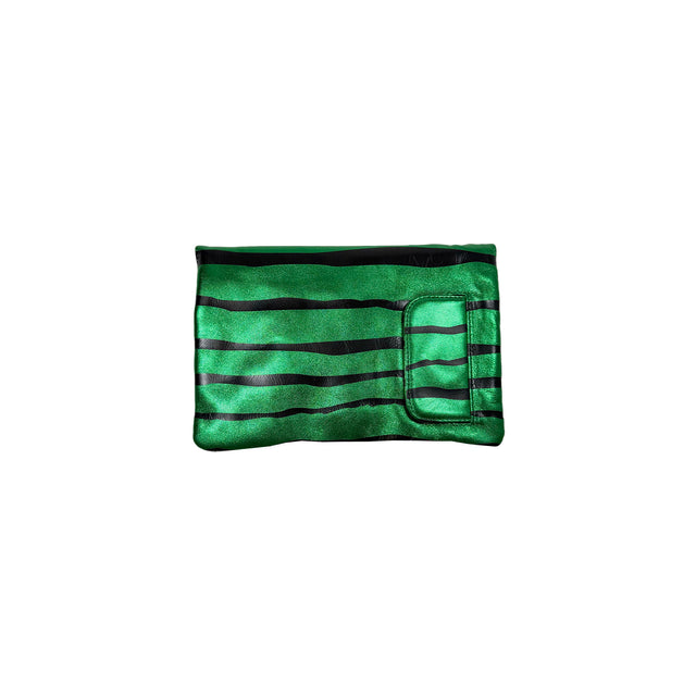 Bienen Davis Fold Over Clutch - Metallic Green Zebra