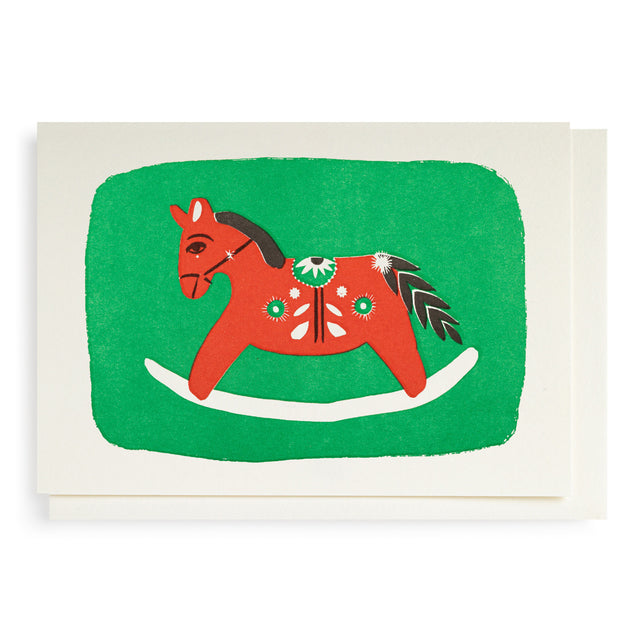 Festive Rocking Horse Christmas Note Card