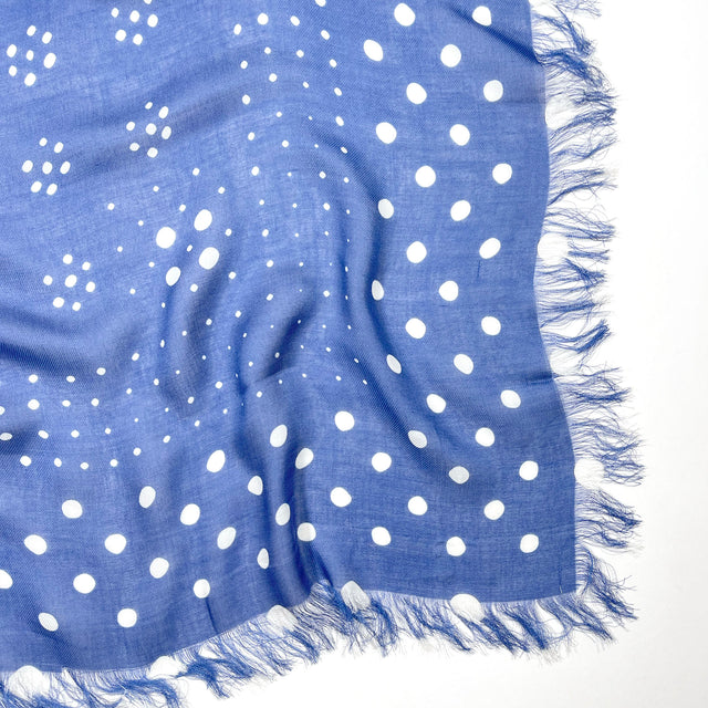 Oversize Fringe Bandana - Dot in Azure