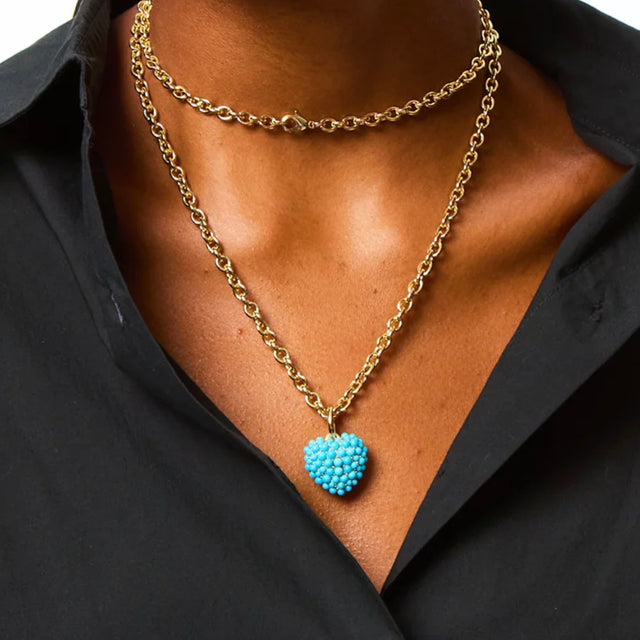 The Encrusted Puffy Heart Necklace