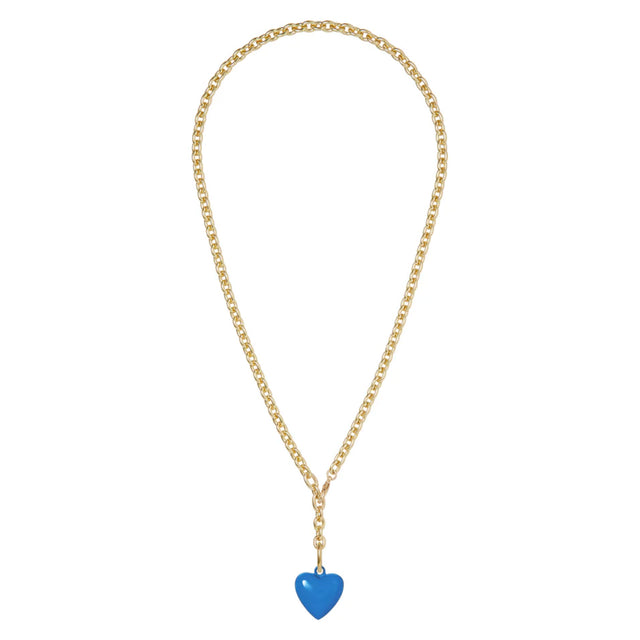 The Mini Puffy Heart Necklace - French Blue