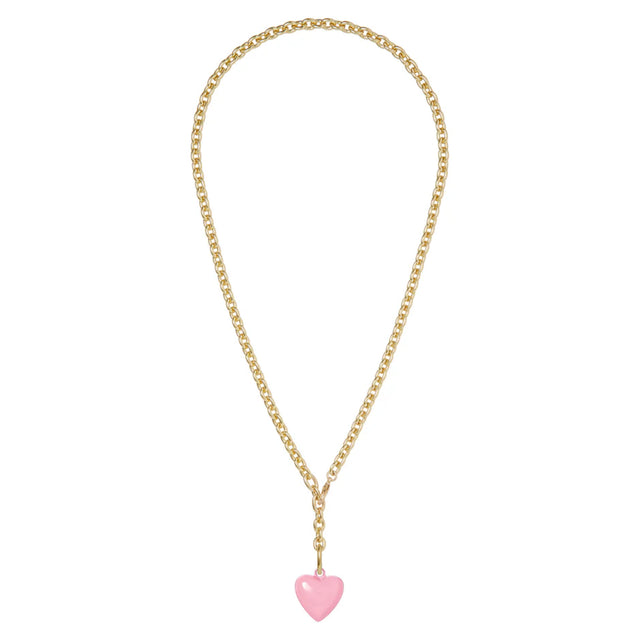The Mini Puffy Heart Necklace - Pink