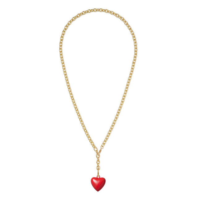 The Mini Puffy Heart Necklace - Red