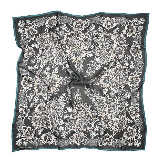 Silk Twill Scarf - Blossom in Iron