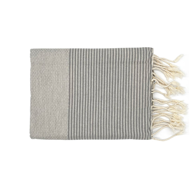 Tik Tek Ibiza - Beach Blanket Single - Light Gray/Dark Gray Stripe
