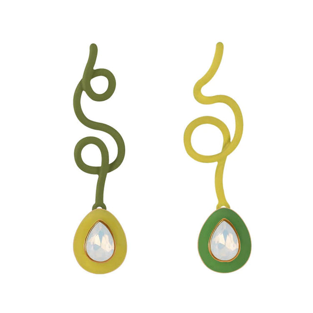 Linear Squiggle Earrings - Pine Green