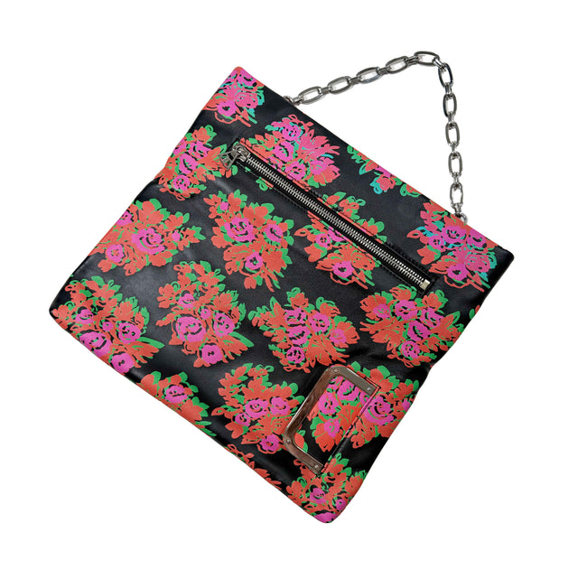 Bienen Davis Fold Over Clutch - Black Floral