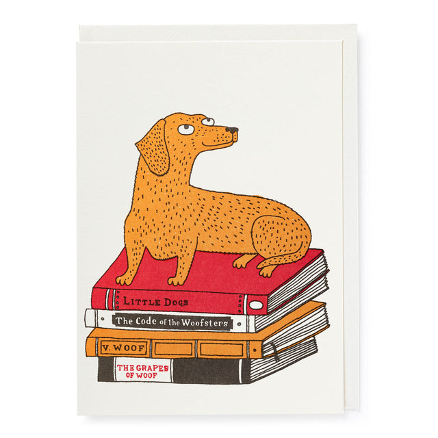 Bookshop Dog Greeting Card