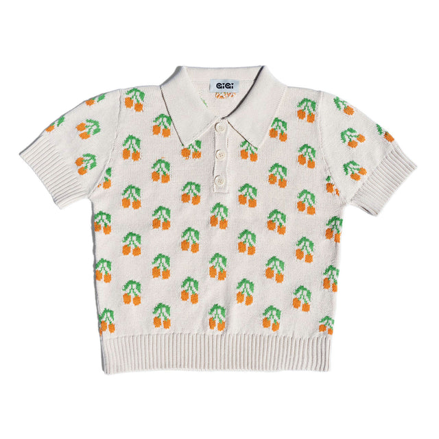 Cherry Polo Top - Natural