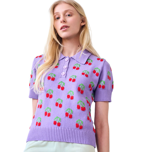Cherry Polo Top - Violet