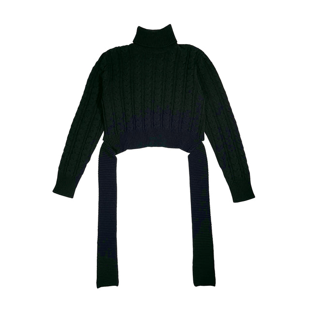 Black Mix Knit Jersey Pullover