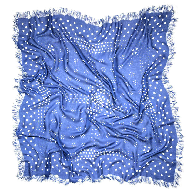 Oversize Fringe Bandana - Dot in Azure