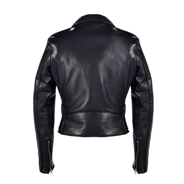 Women's Cropped Lambskin Leather Jacket
