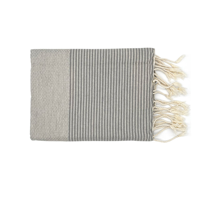 Beach Blanket Single - Light Gray/Dark Gray Stripe