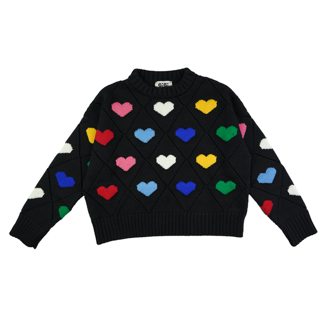 Intarsia Heart Crewneck Sweater