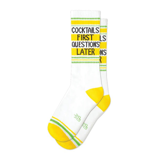 Cocktails First Questions Later Gym Sock