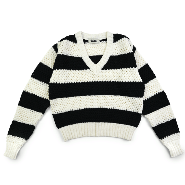 Mesh Sweater in Black and White Knit