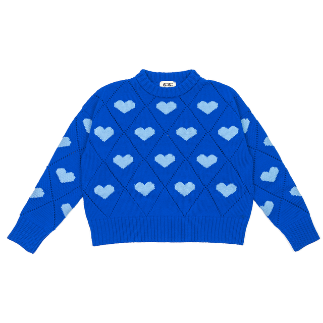 Intarsia Heart Crewneck Sweater