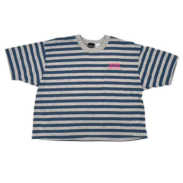 Vintage LSS Embroidered Blue and Grey Stripe T-Shirt