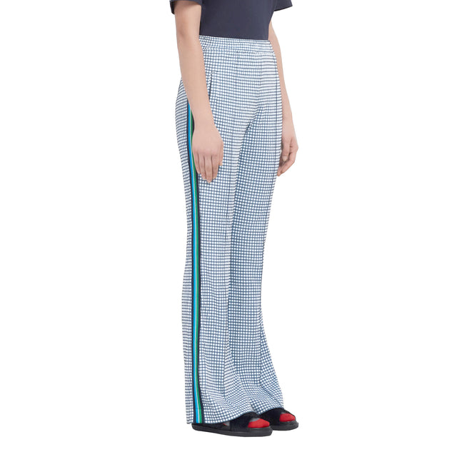 Flared Drawstring Trousers with Knit Trim