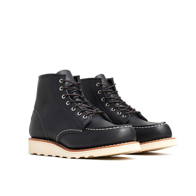 Women's 6 inch Classic Moc in Black Boundary Leather