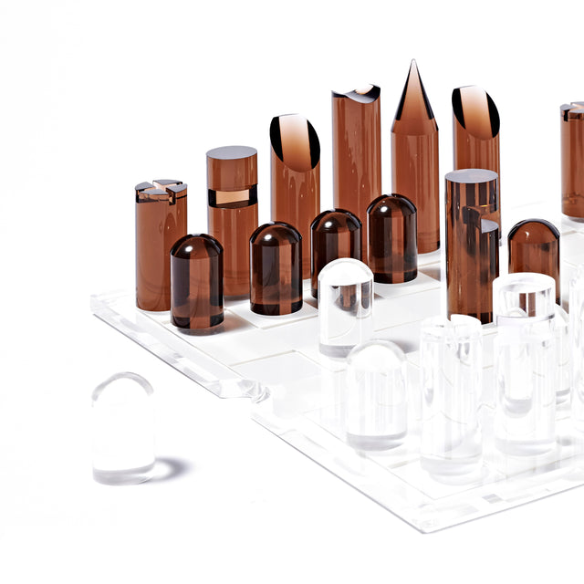Lucite Chess & Checkers - Limited Edition Whiskey Noir